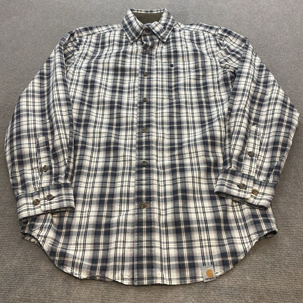 Carhartt Shirt Mens S Relaxed Fit Black‎ Plaid Outdoors Workwear Camping 100588
